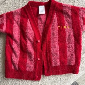 Tiny Kids Cardigan - Wool, Red and Pink